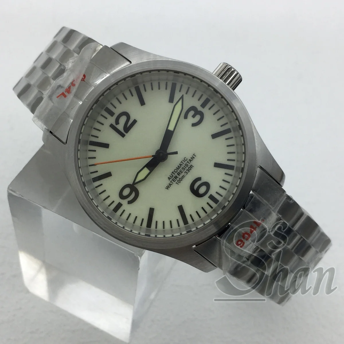 39mm/36mm Pilot Men's Watch NH35A PT5000 Automatic Mechanical Watch Features a Domed sapphire Glass White Fully Luminous Dial