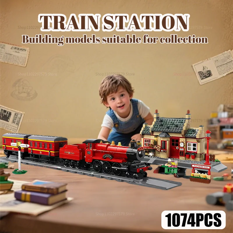Customizable Building Blocks Toy 1074Pcs Classic Train Set With Station Construction Brick Education Learning Toy For 6+ years