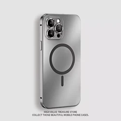 Aluminum Metal Frame Magnetic Case For iPhone 17 13 14 15 16 Pro Max Plus Magsafe Wireless Charging Lens Film PC Backboard Cover