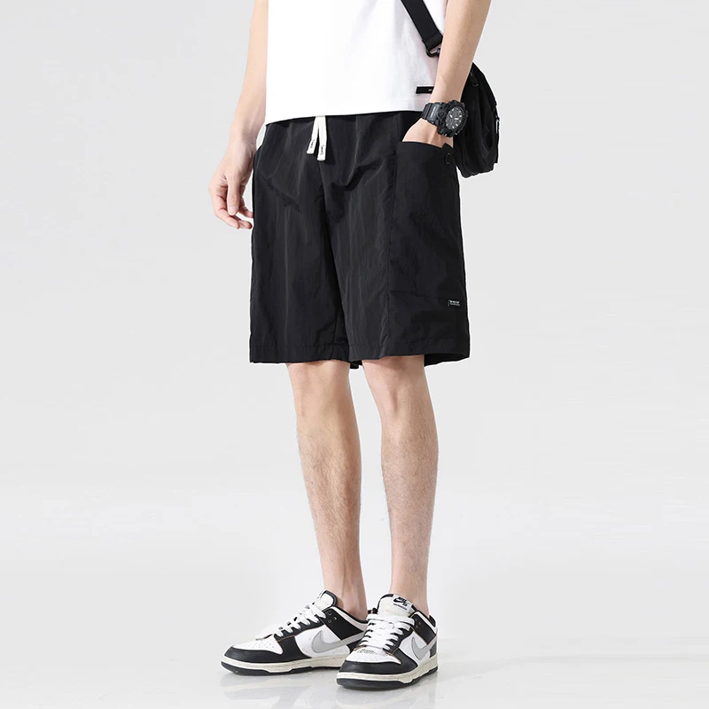 Men Trendy Casual Solid Loose Quick Drying Straight Short Pants 2024 Summer Youth Sports Joggers Beach Shorts Pantalones Cortos