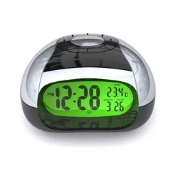 Talking Temperature Alarm Clock for Low Vision, Elderly People, Blind, Hourly Voice Notifications, Blue Backlight Large Display