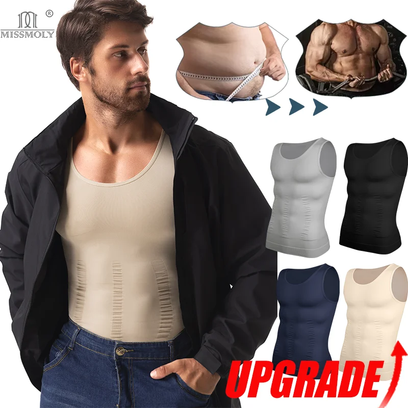 Men Body Shaper Slimming High-Performance Compression Vest Undershirt Seamless Waist Trainer Shapewear Weight Loss Belly Control