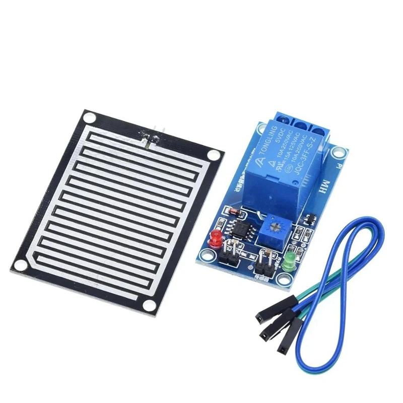 Módulo de interruptor de control de sensor de lluvia, módulo de relé de humedad con retraso, sensor de gota de lluvia en 5V 12V