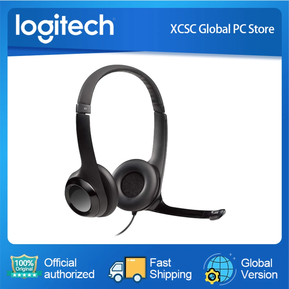 

NEW Logitech H390 Wired Headset for PC/Laptop, Stereo Headphones with Noise Cancelling Microphone, USB, In-Line Controls, Works