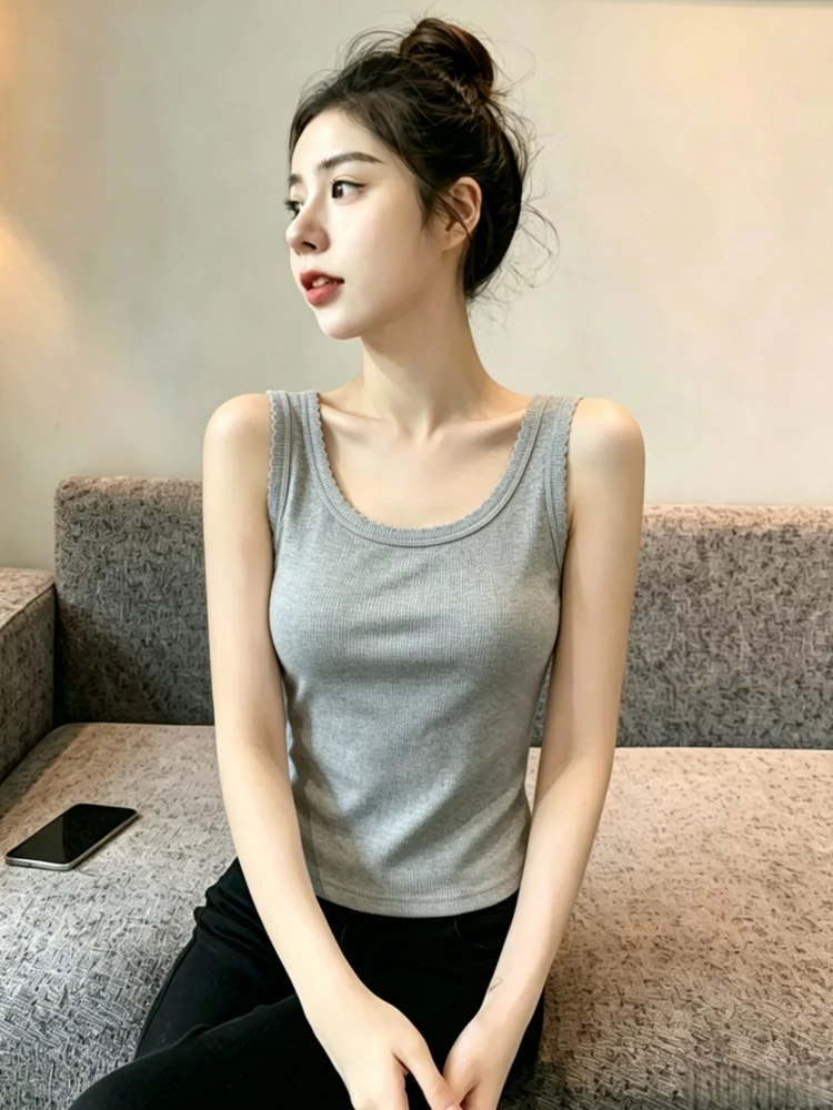 Women's 95 Cotton Summer Sleeveless Tank Top Slim Fit Base Layer Shirt Innerwear Outerwear Big Size Fashionable Simple Style