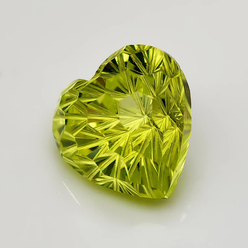 New Apple Green 6x6mm Heart Pyrotechnic Cut Cubic Zirconia Stones Loose Gemstone for Jewelry Making