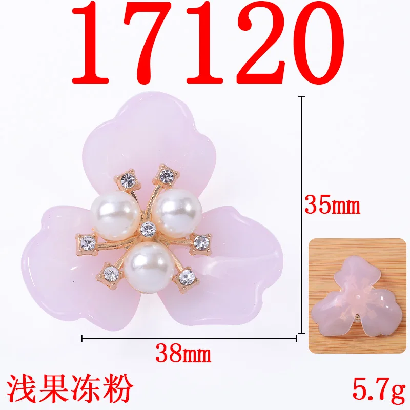 New DIY bridal fan alloy jewelry accessories three-leaf plastic imitation shell jelly pearl flower heart plate