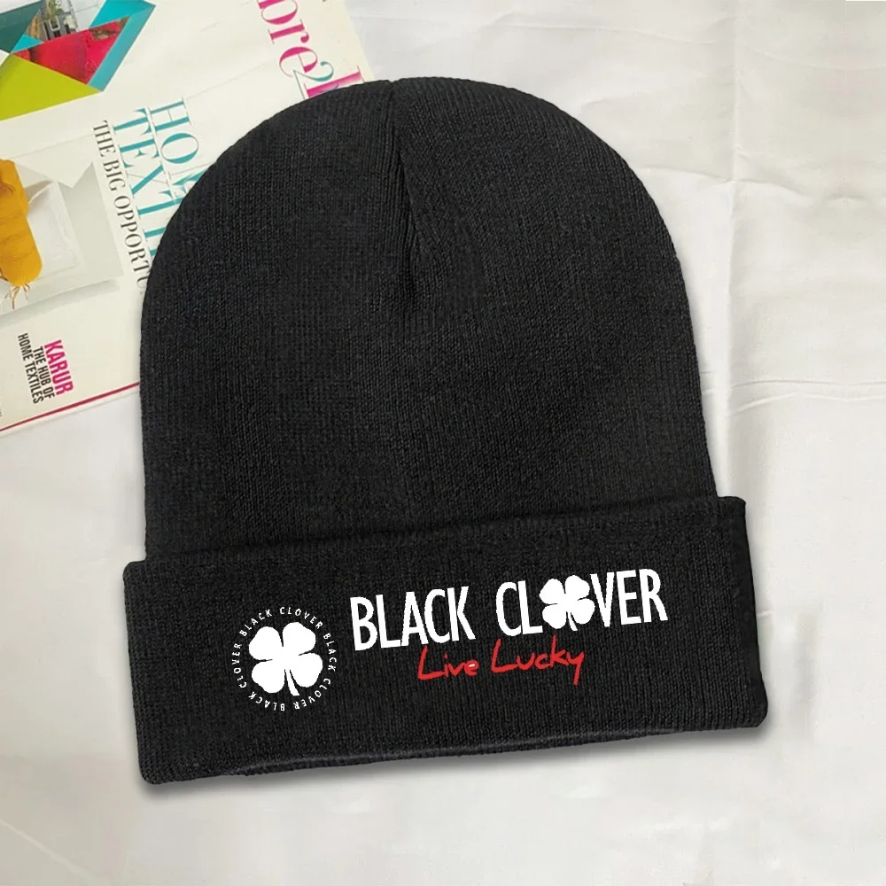 2026 1pc Unisex Chemo Beanies Hat Black Logo C-Clovers Accessories Winter Warm Bonnet Knitting Hats