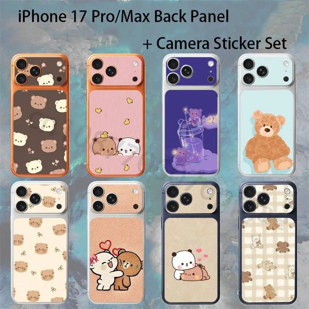 

Teddy Bear Couple Cartoon For iPhone 17proMax/17pro Full Cover Decal Skin Wrap Colorful Rear Protective Sticker Film
