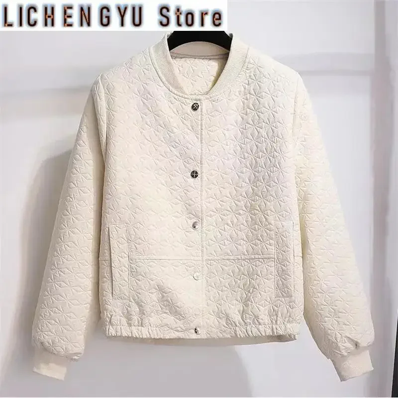 Chaqueta corta de béisbol para mujer, cárdigan informal de Color liso, Color blanco, primavera y otoño, estilo coreano, novedad