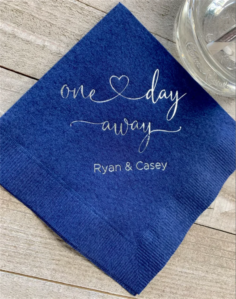 50PCS Personalized Rehearsal Napkins Custom Printed One Day Away Beverage Cocktail Luncheon Dinner Guest Towel Napkins Imprinted