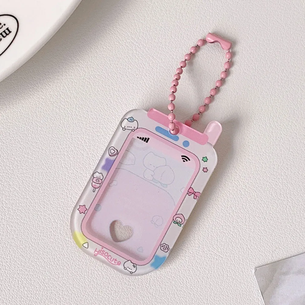 Cute Transparent Photo Card Display Sleeves Bag Charms Students Gift Photo Frame Pendants Keychain Badge Holder