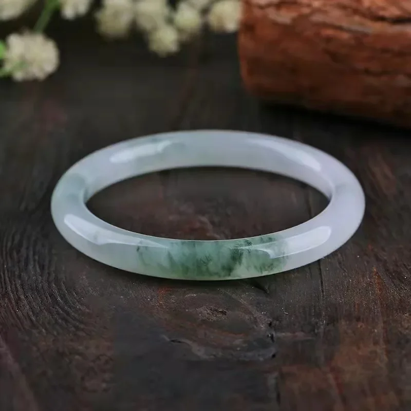 Genuine Tianshan  woman bracelet floating flowers lady bracelet female models simple fashion generous thin strip jade bracelet