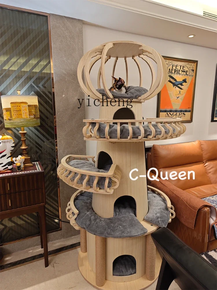 Solid Wood Cat Castle Castle Muppet Family Available Large Cat Climbing Frame Cat Villa Jumping Platform Nest