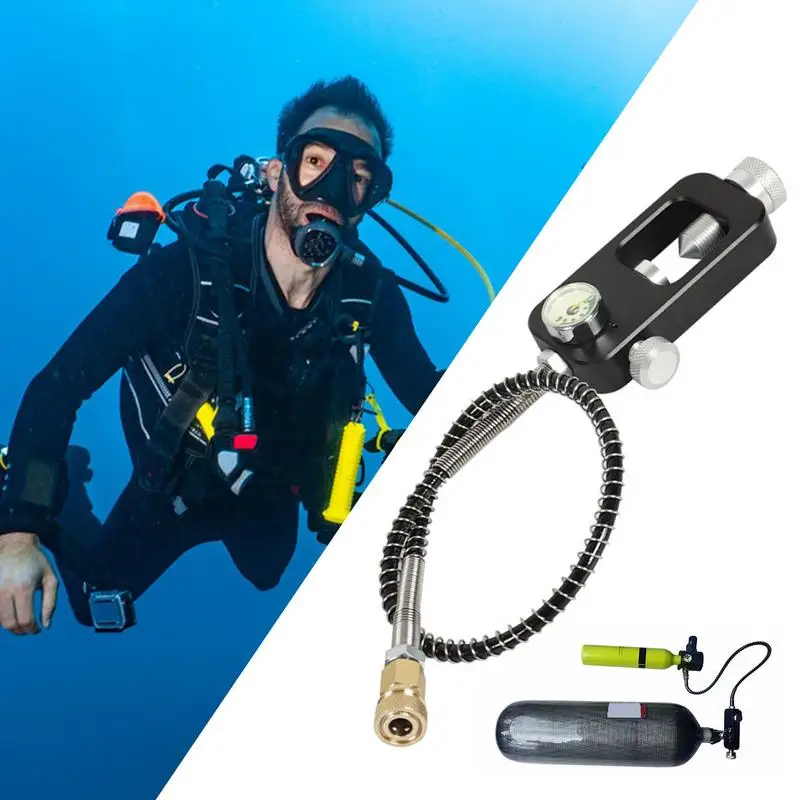 Scuba Diving Tank Adapter Aluminum Alloy Diving Oxygen Cylinder Refill Adapter Tank Refill Adapter Accessory Scuba Fill Station