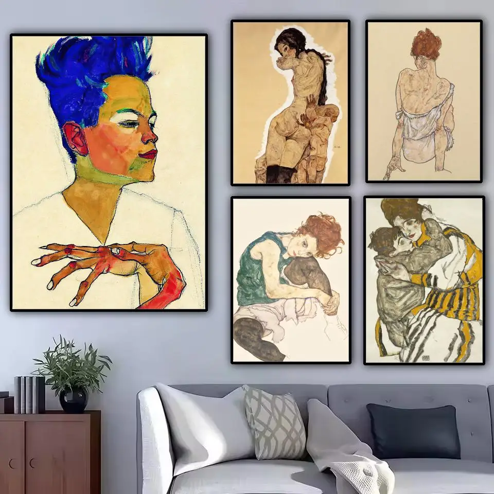 Art Egon Schiele Painting Calligraphy Canvas Poster Waterproof & Durable Ideal Wall Decor for Every Space