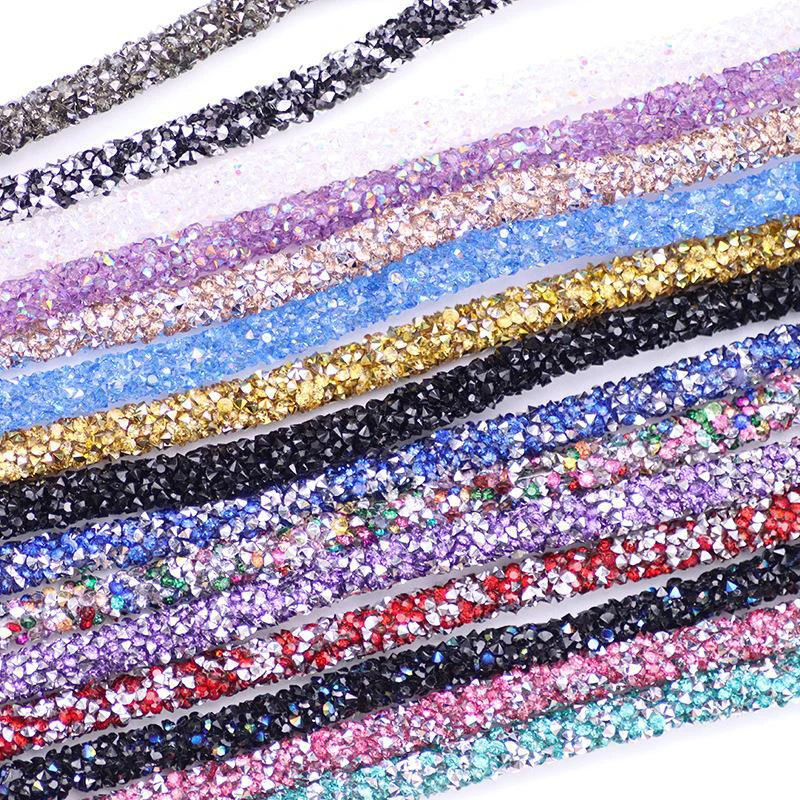 

5/10 Yards Rhinestone Tube Trim 6mm Resin Cord Sewing Chain For Clothing Costume Shoe Dress Headwear DIY Applique Craft