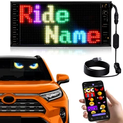 Double Row Scrolling LED Light Sign, Bluetooth APP Controlled LED Car Sign Custom Text Message Pattern Programmable LED Display