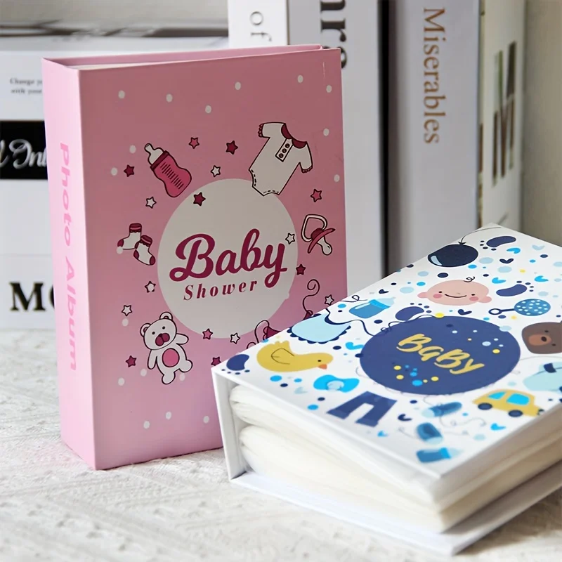 Straight-Shaped Paper Photo Album for 100 Photos, 6-Inch, Baby Shower Keepsake