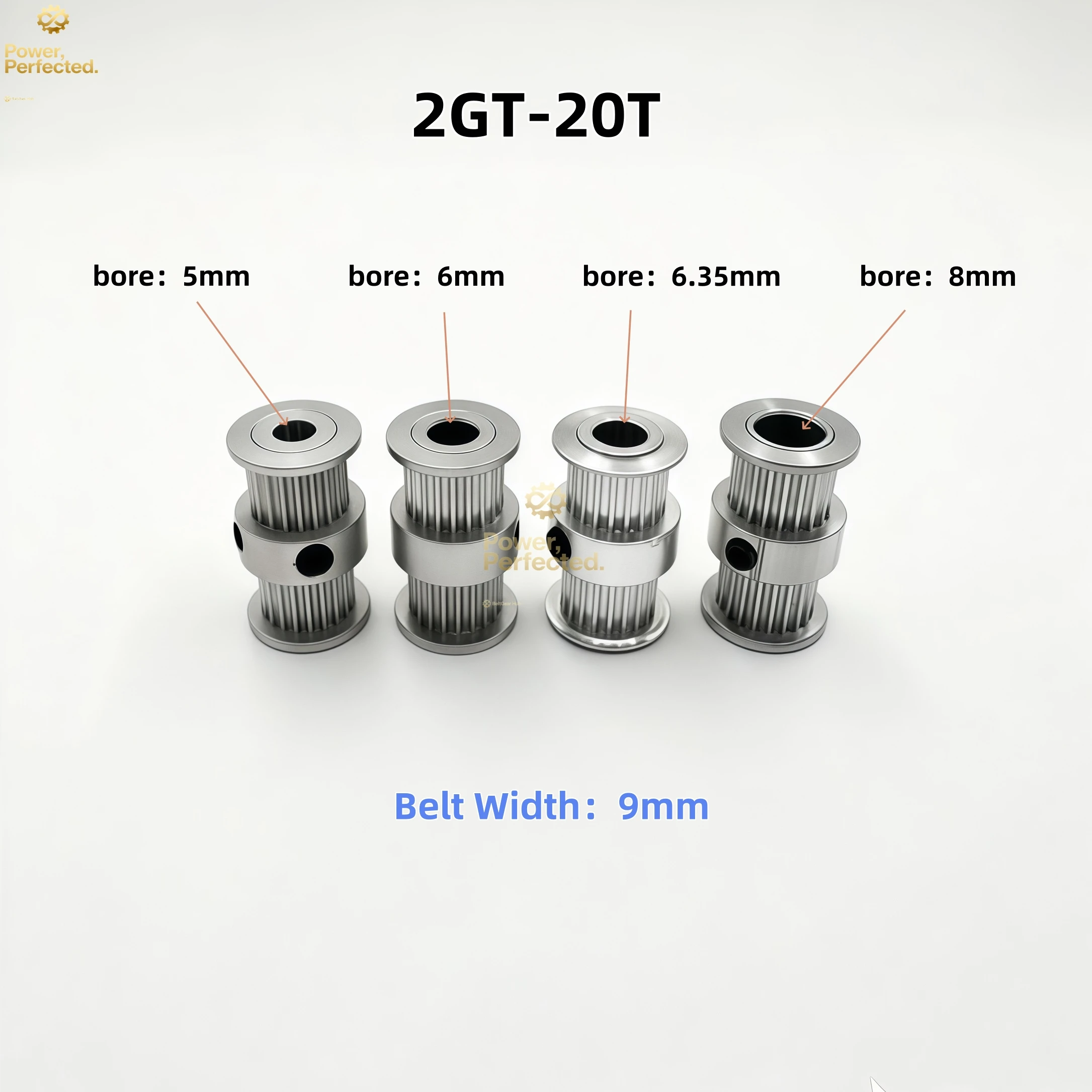 2GT 3D Printer parts GT2 pulley type double head aluminum 20 teeth bore 5mm 6mm 6.35mm 8mm width 9 mm timing pulley