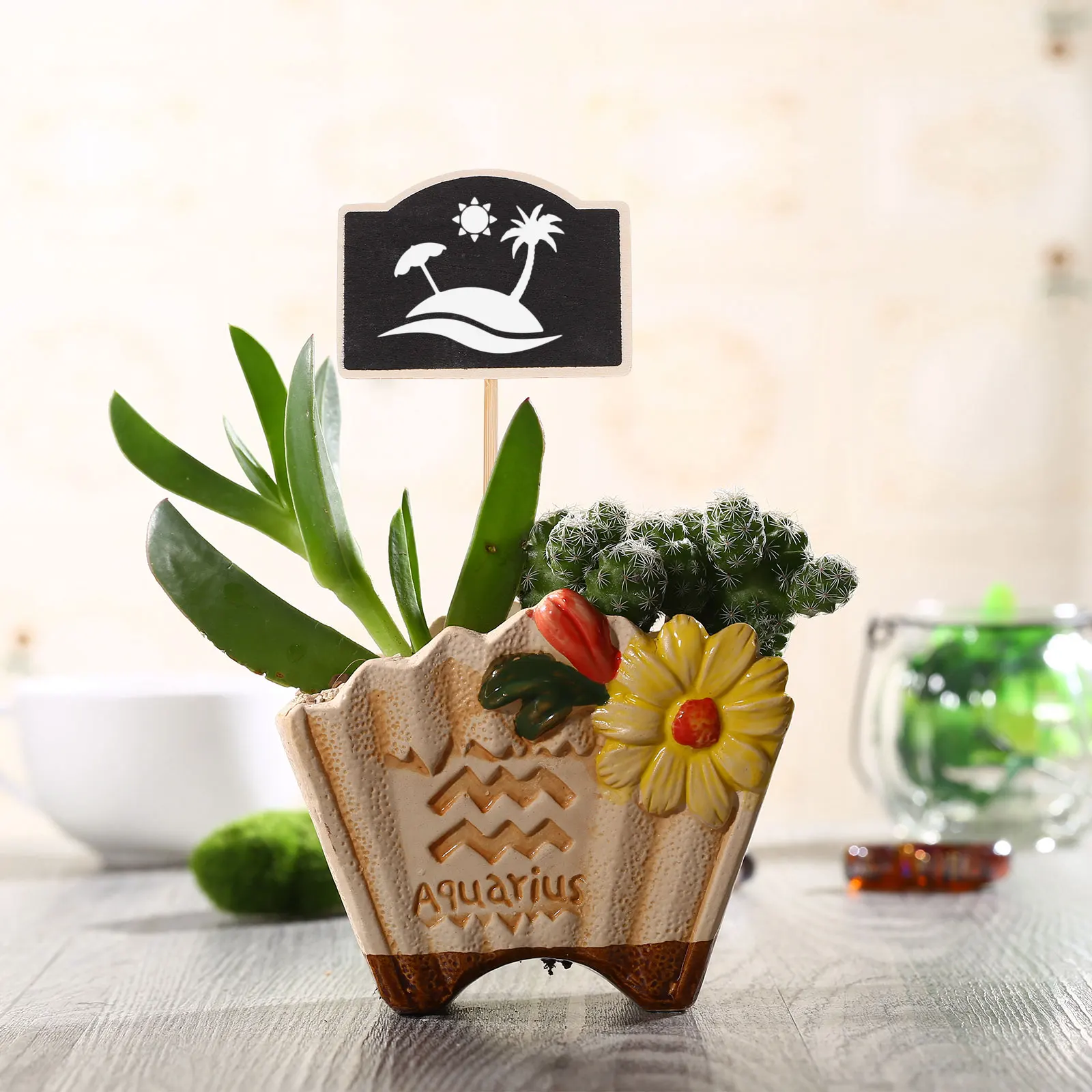 

20 Pcs Plug-in Insert and Decorate Garden Signs Row Markers The Flower Tags Small Chalkboard Labels Wooden for Food