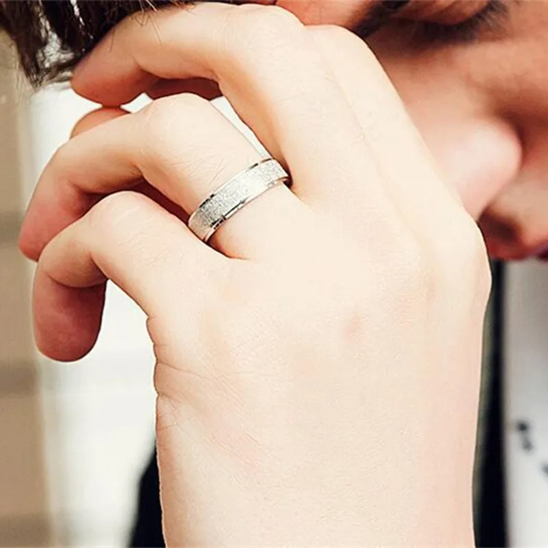 Fashion Minimalist Frosted Thin Stackable Ring Stainless Steel Plain Round Knuckle Midi Rings for Women Girls Wedding Jewelry - view 2
