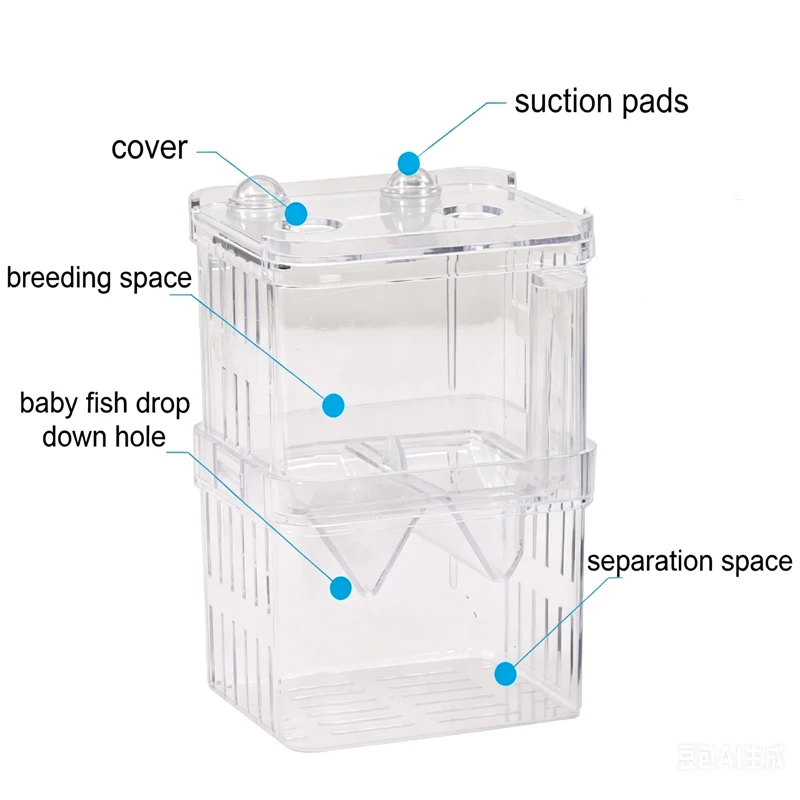 Hochtransparente Acryl-Fischzuchtbox Aquarium-Zuchtbehälter für Kleine Fische Betta-Brutkasten mit Saugnapf – Detail 4