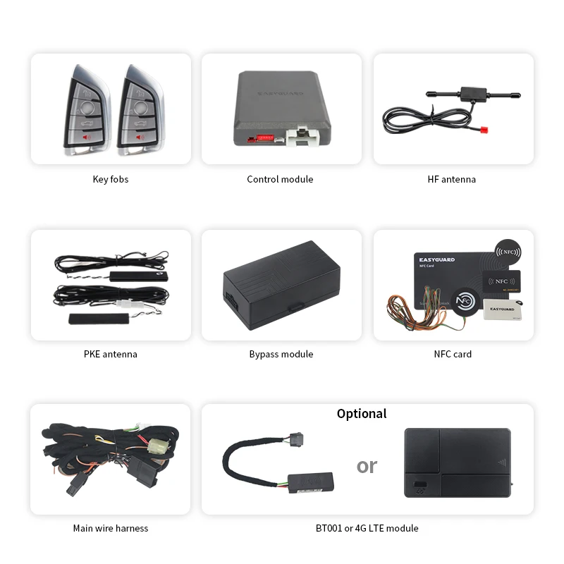 BMW F30, F31, F34, F35, EASYGUARD CAN BUS style suitable for F80 PKE keyless entry kit plug and play car alarm system