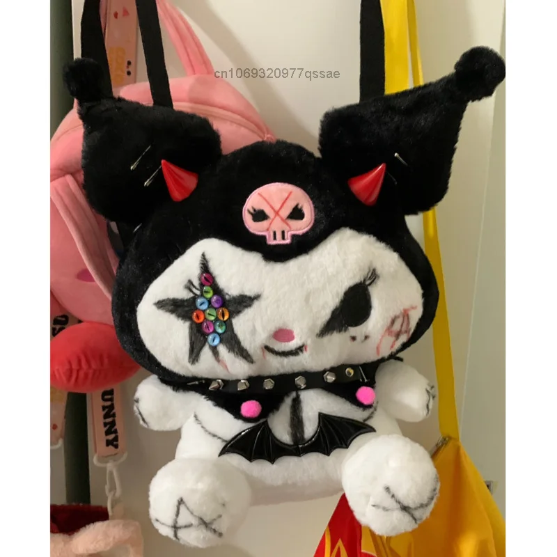 Y2k Rock Style Kuromi My Melody Plush Backpacks Spicy Girl Subcultural Handdrawn Diablo Trend Punk Dolls Random Style Schoolbags