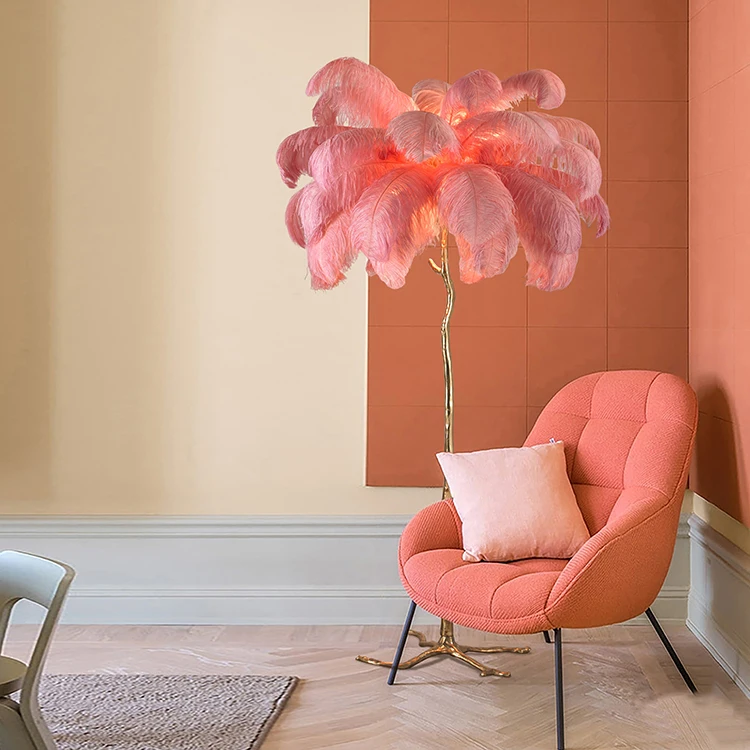 Customized Manufacturers Nordic Style Indoor Feather Modern Floor Lamps for Hotel Project Living Room Home Decorative Led Floor