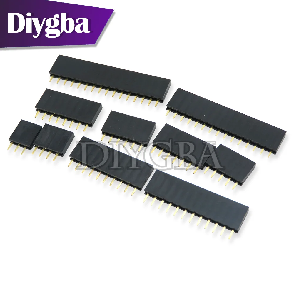 Soquete fêmea do Pin da única fileira, conector do PWB para Arduino, passo de 2.54mm, 2Pin, 3Pin, 4Pin, 5 Pin, 6 Pin, 7 Pin, 8 Pin, 9 Pin, 10 Pin, pin 11, 40Pin, 10 PCes