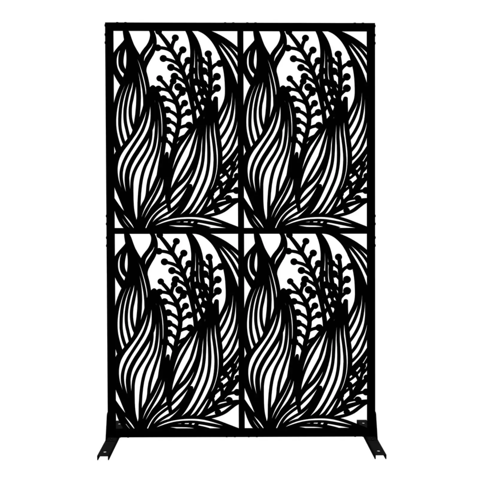 

Black Metal Privacy Screen Leaf Panel Waterproof Room Divider Partition for Indoor Outdoor Garden Decor