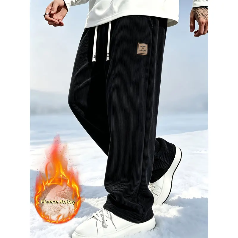 Padded Pants Men's Corduroy Winter Velvet Thickened Drawstring Casual Sports Man Trousers Avoid The Cold Clothes Sweatpants Male