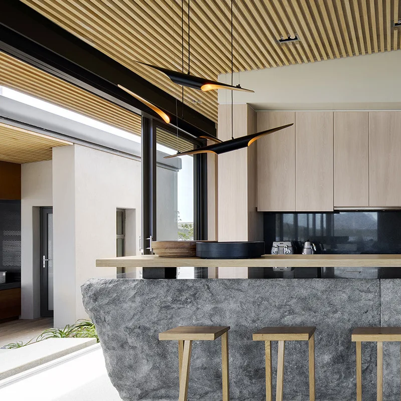 Minimally Designed Aluminum Tube Slanted Mouth Postmodern Pendant Light Creative Dining Study Living Room Indoor Hanging Lamp