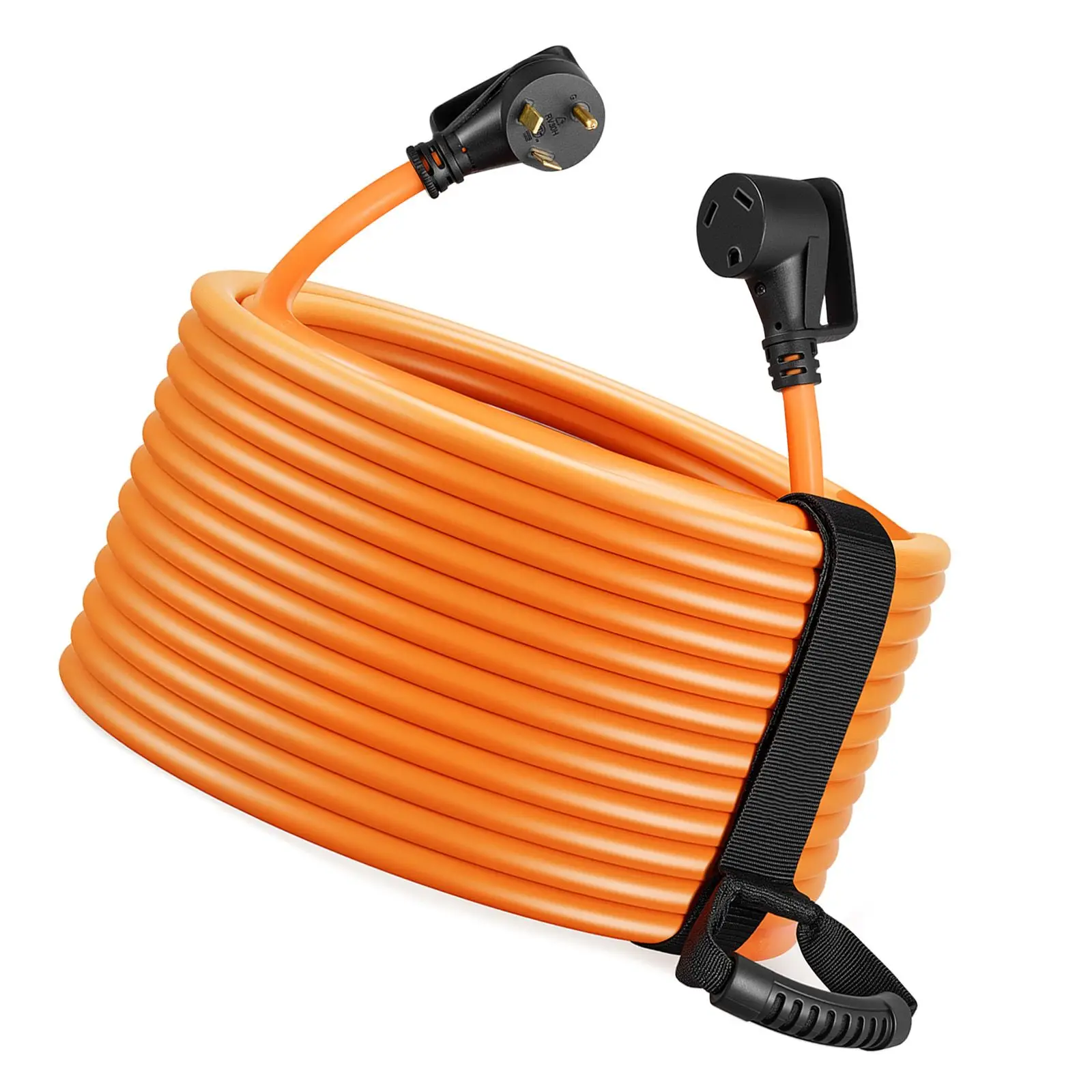30 Amp 75 Feet RV Extension Cord, 125V 2500W, Heavy Duty 10/3 Gauge STW RV Power Cord, NEMA TT-30P to NEMA TT-30R, with Power Indicator, Cord Organizer, 15A Adapter, for Camper Travel Trailer