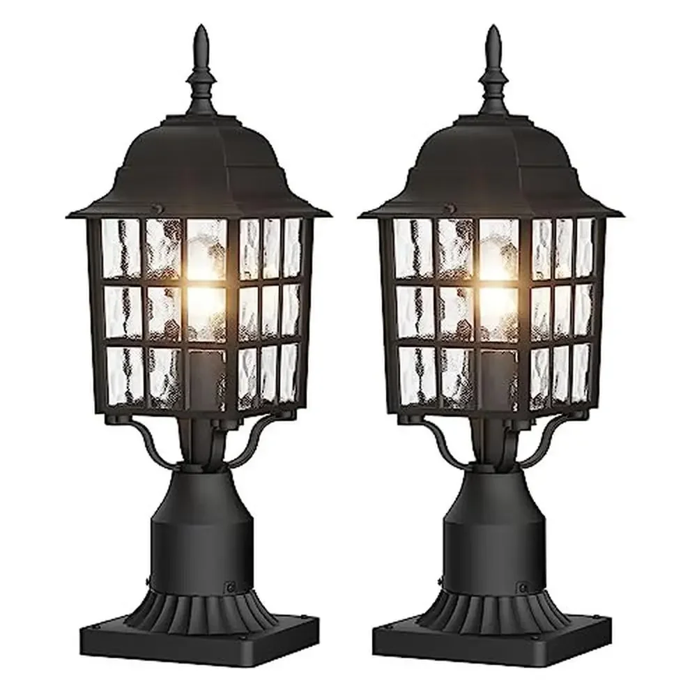 

Комплект из 2 черных уличных светильников с основанием для крепления на пирсе, стеклянная панель для воды, современный стиль, садовый фонарь на столбе, подходит