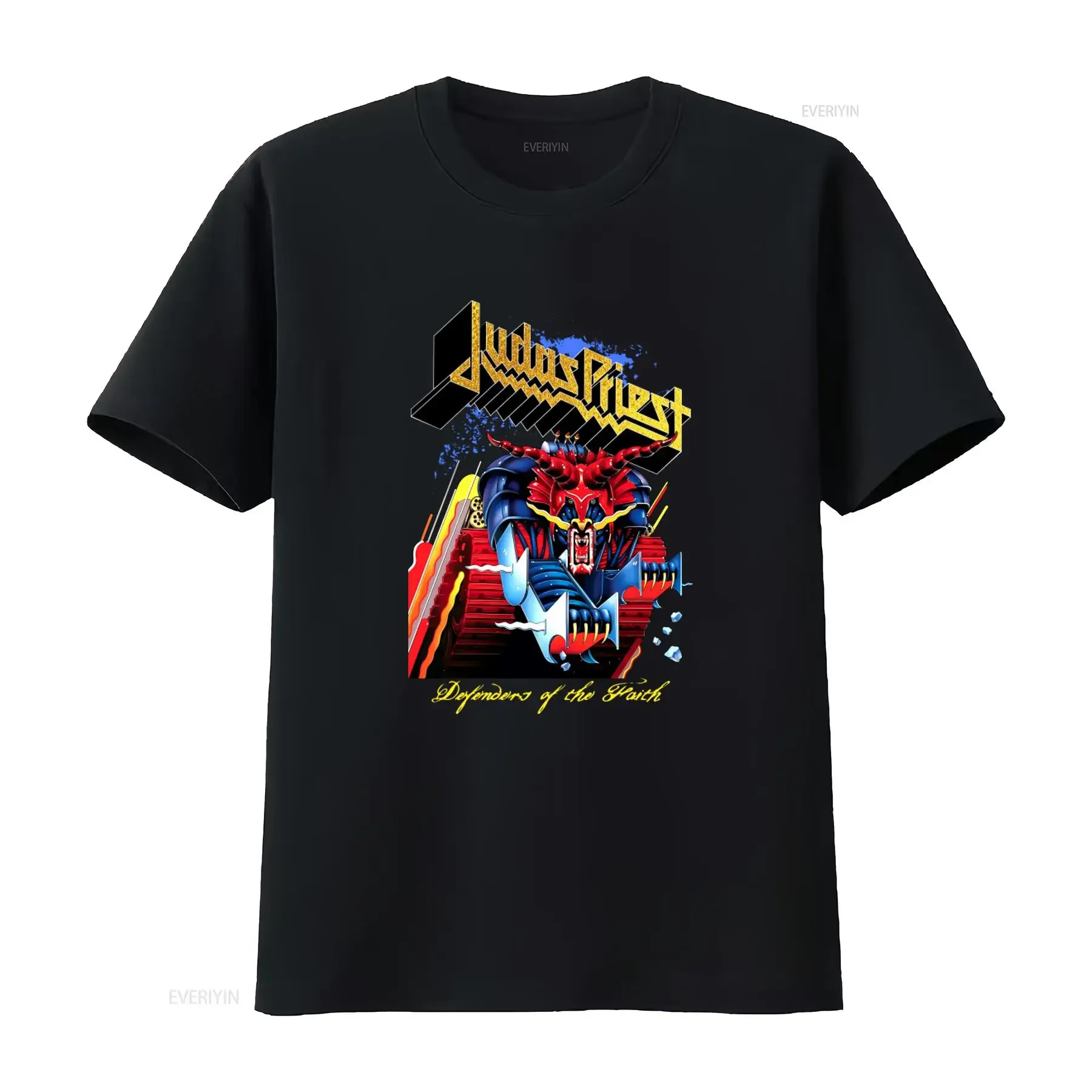 Judas Priest Defenders of the Faith T Shirt Official Merch for Metal Fans vintage Washed Casual homme graphic Stretched