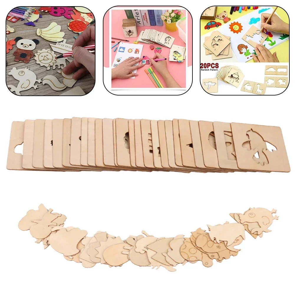 Montessori Kids Toys Drawing Toys Wooden DIY Painting Template Stencils Learning Educational Toys For Children Gift 20pcs