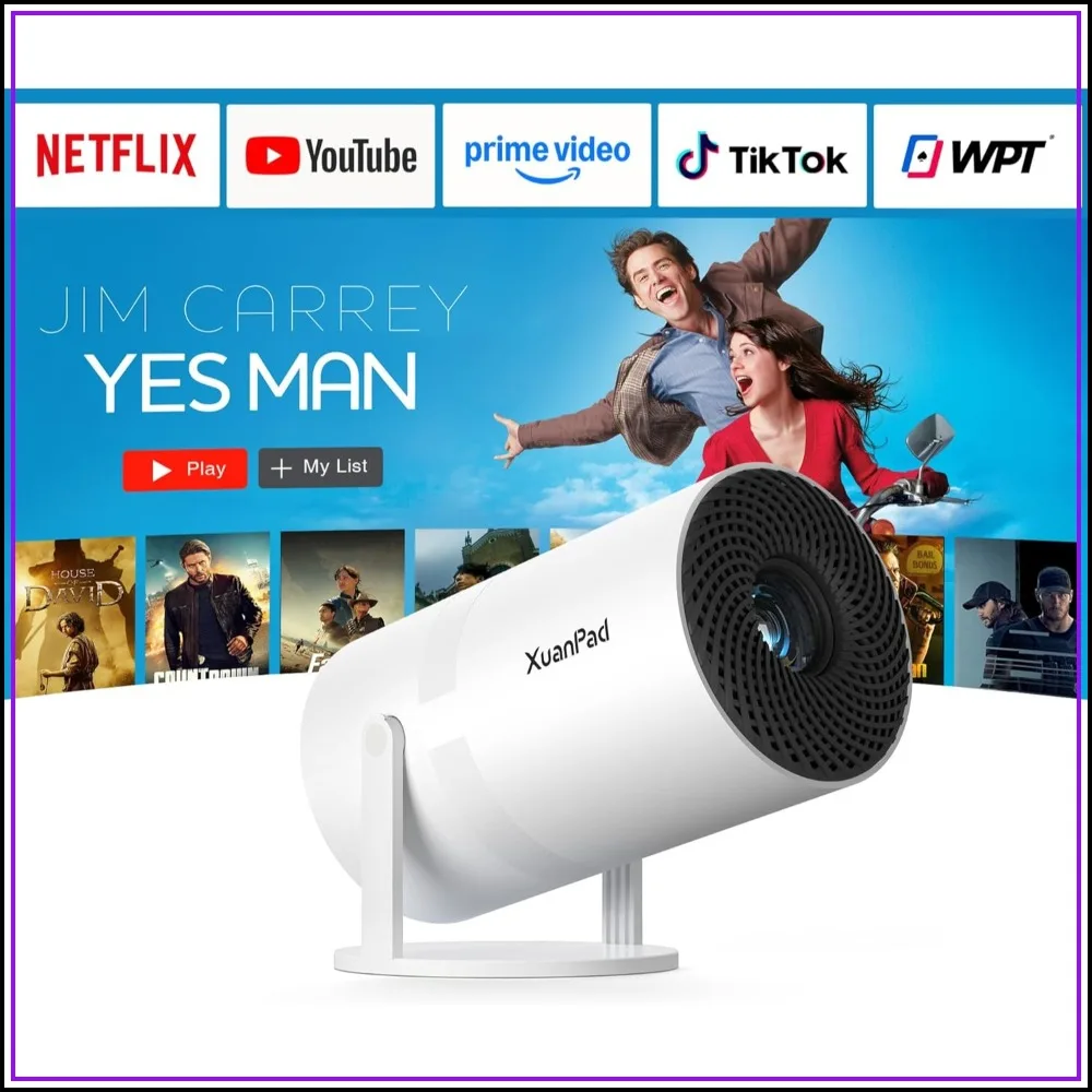 

XuanPad Mini Projector with Wi-Fi and Bluetooth, Full HD 1080P, Smart Portable, 210° Stand, Auto Keystone, HDMI/USB/TV Stick