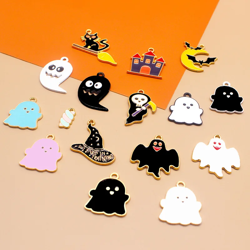 20 Pcs/lot Fashion Hallowmas Ghost Cat Pendant Making Accessories Charms For Women, Earrings/Necklace Handmade DIY Jewelry