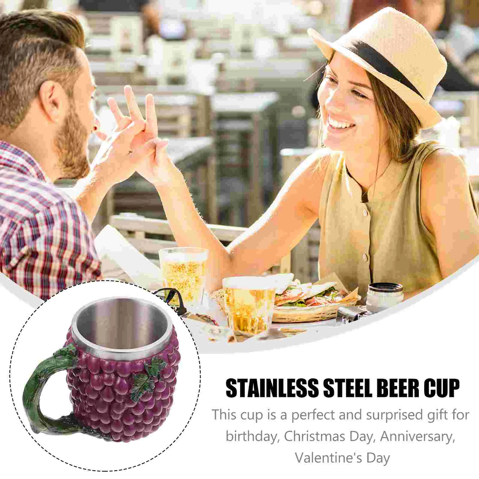 Beer Mug Milk Cup Creative Design Gift Cute Not Easy to Break Lovely Water Drinking Household Resin Stainless Steel Chic