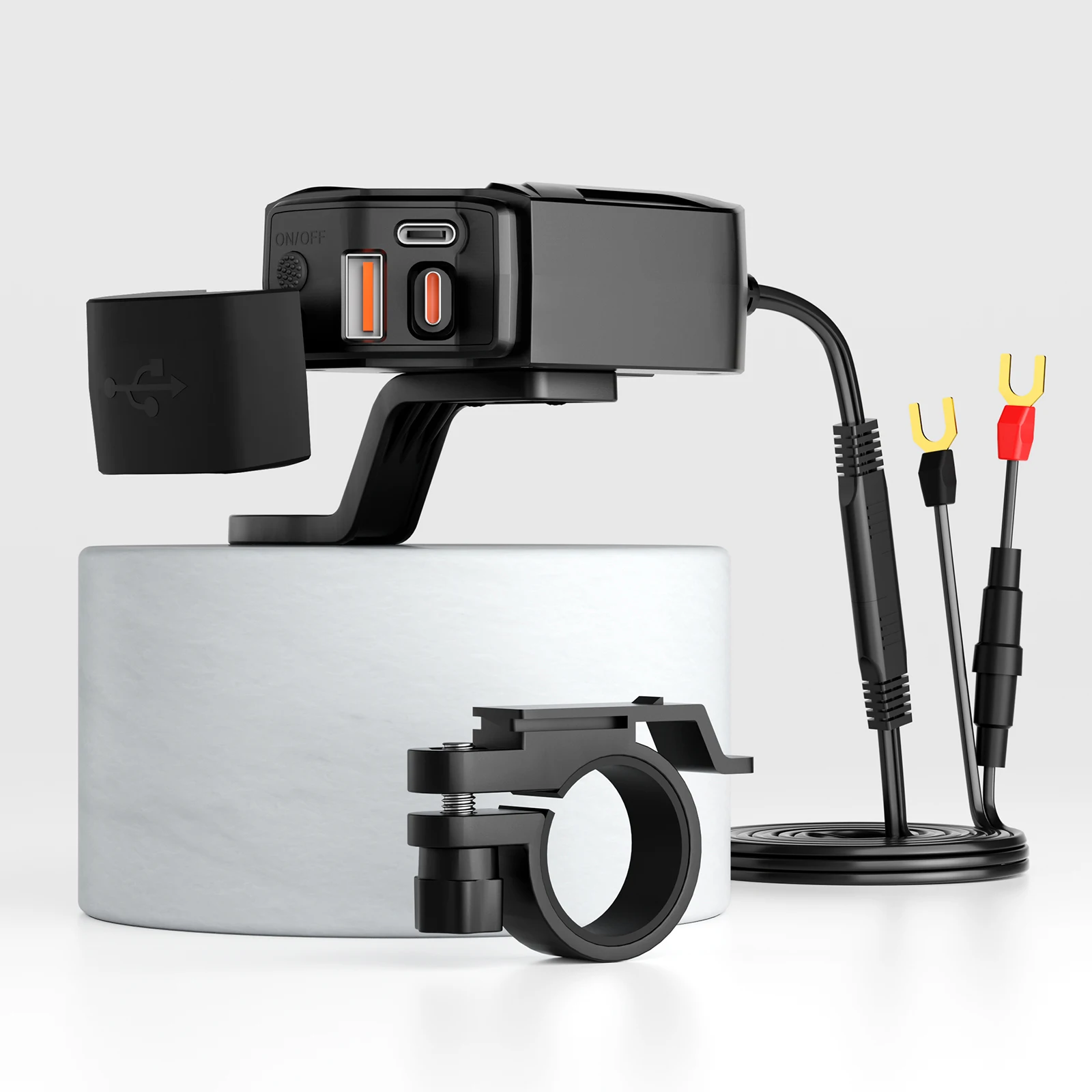 

Motorcycle Charger with Voltmeter & ON/Off Switch Dual USB Type C PD Phone Charger Waterproof Accessories for Cellphone Tablet