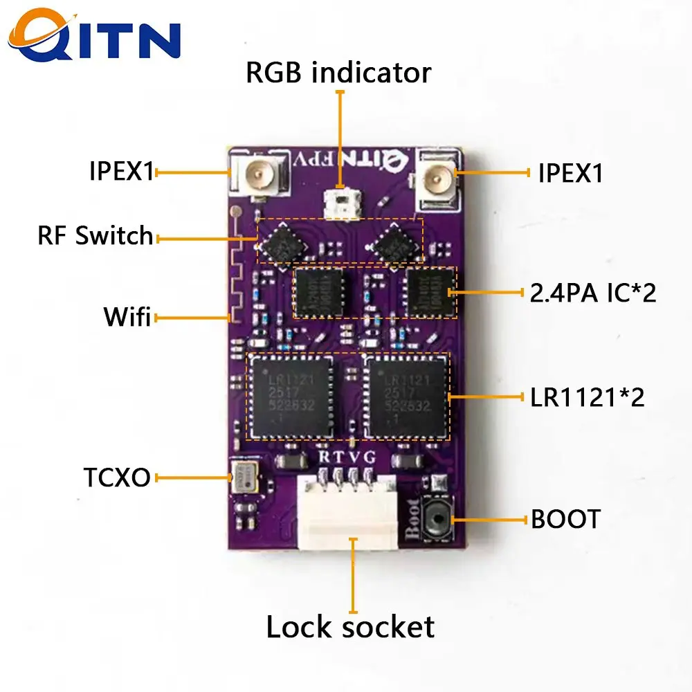 1/5 قطعة QITN 915 ميجا هرتز 2.4 جيجا هرتز ELRS ثنائي النطاق الجوزاء استقبال المدمج في ESP32-D4 LR1121 TCXO رقاقة ل RX FPV سباق طويلة المدى الطائرة بدون طيار