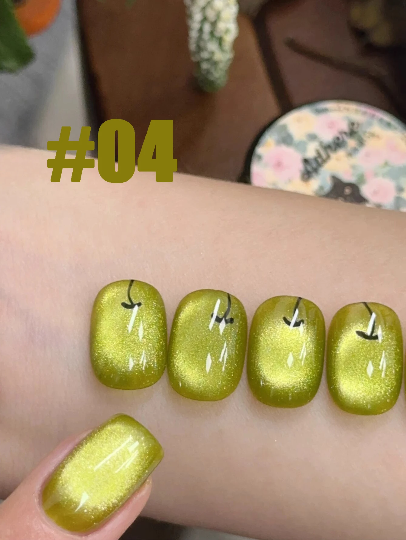 1pcs WS Gold Autumn Top Selling Nail Art Autumn Crystal Cat Eye Amber Glass Bead Cat Eye Armor Gel Nail Polish Nail Supplies