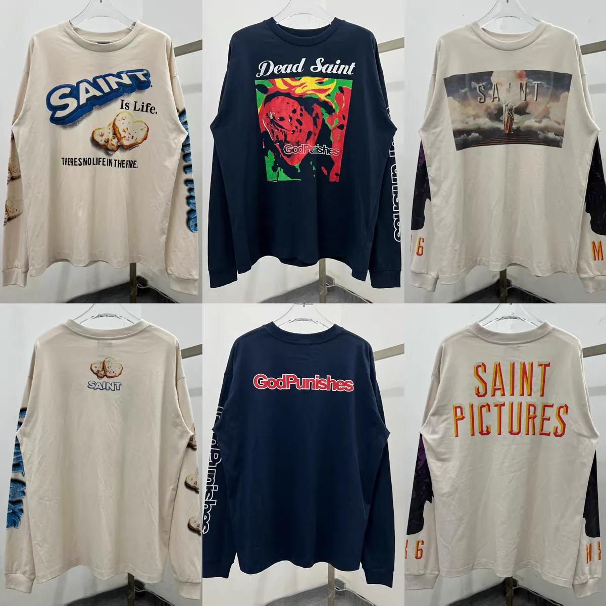 

Oversized Saint long-sleeved T-shirt Men Women High Quality Streetwear Loose Tops Tee T Shirt