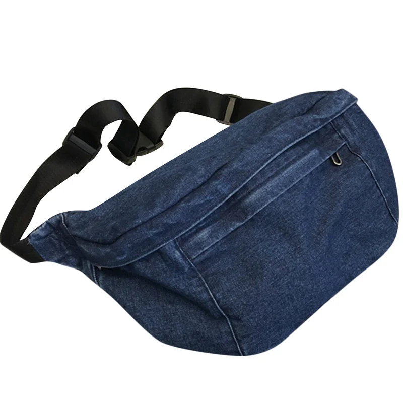 Sac à Bandoulière Unisexe en Denim pour Fille et Femme, Sacoche de Grande Capacité, Hip Hop, Solide, Ceinture de Documents