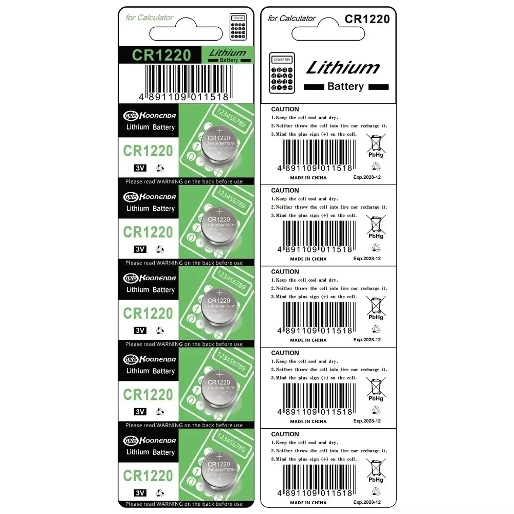 

5-50pcs 45mAh CR1220 Button Coin Cell Battery For Watch Car Remote Key CR 1220 ECR1220 GPCR1220 5012LC 3V Lithium Batteies