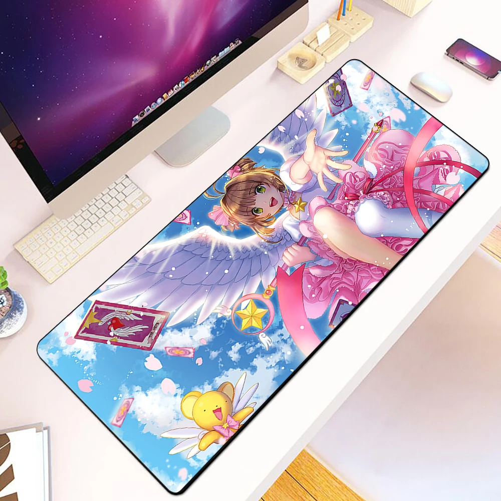 

Горячая новинка: Коврик для мыши «Аниме Cardcaptor Sakura» с HD-печатью, для геймеров, с фиксированными краями, нескользящий, XXL 90x40 см, для клавиатуры и ПК, настольный коврик