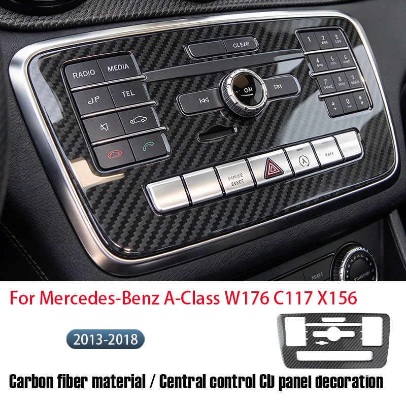 For Mercedes Benz A-Class W176 C117 X156 2013-2018 Soft Carbon Fiber CD Panel Decorative Stickers - Interior Protection Accessor