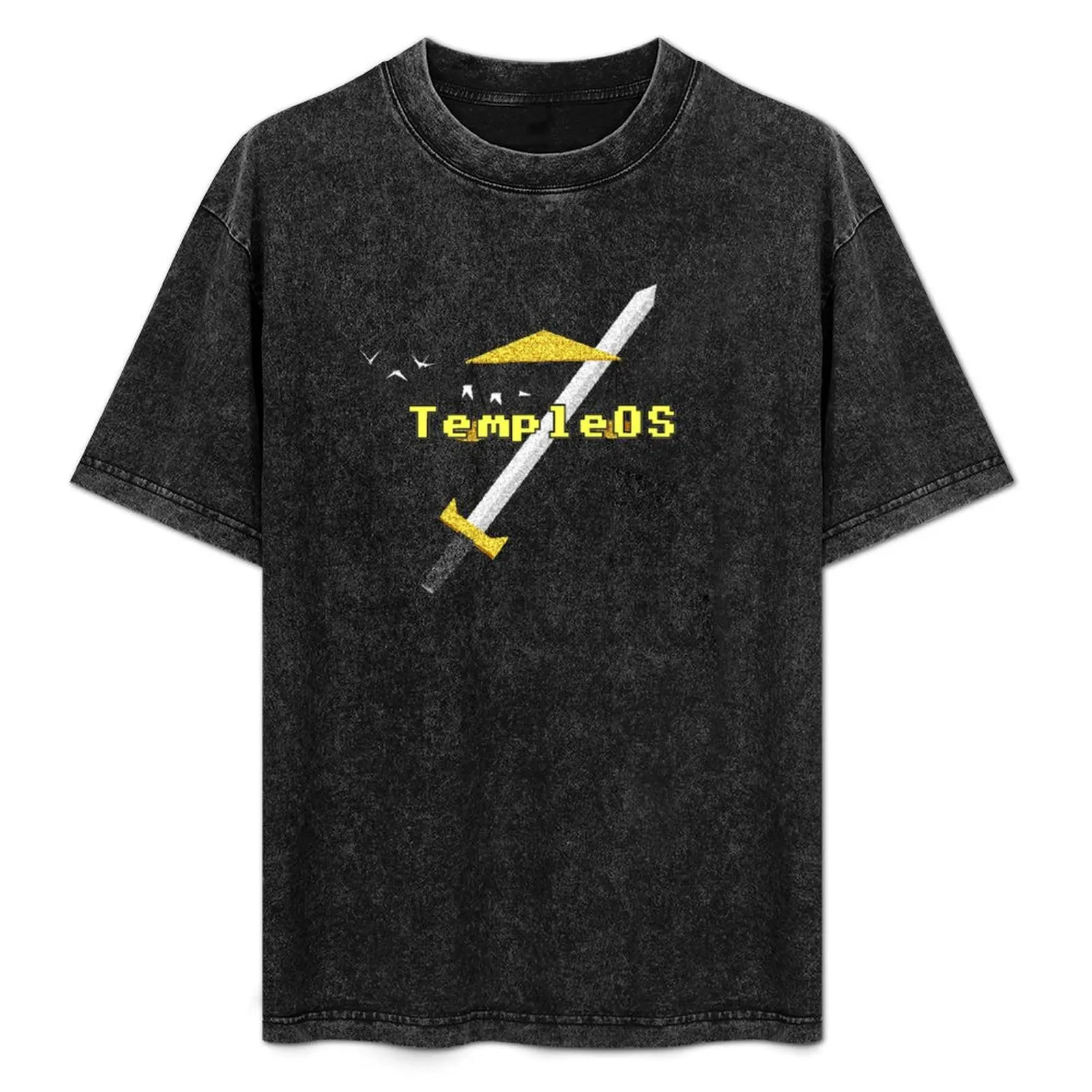 

2025 Temple OS Logo Plain (Public Domain) T-Shirt Baggy Shirts T-shirts Man T-shirts Man Cute Tops Men T Shirts High Quality